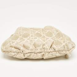 Dior Dusty Ivory Cannage Beaded Fabric Dream Bucket Bag