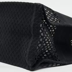 Pre Owned Dior Black Mesh Embroidered Canvas Large Book Tote