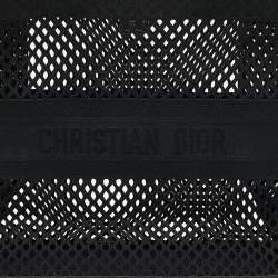 Pre Owned Dior Black Mesh Embroidered Canvas Large Book Tote