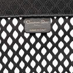 Pre Owned Dior Black Mesh Embroidered Canvas Large Book Tote