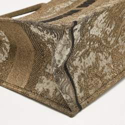 Pre Owned Dior Metallic Gold Embroidered Mesh Medium Book Tote