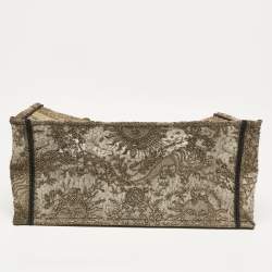 Pre Owned Dior Metallic Gold Embroidered Mesh Medium Book Tote