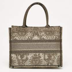 Pre Owned Dior Metallic Gold Embroidered Mesh Medium Book Tote