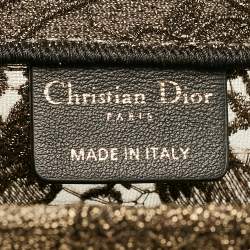 Pre Owned Dior Metallic Gold Embroidered Mesh Medium Book Tote