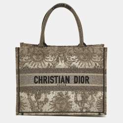 Pre Owned Dior Metallic Gold Embroidered Mesh Medium Book Tote