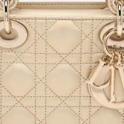 Pre Owned Dior Gold Iridescent Cannage Leather Medium Lady D-Joy Tote