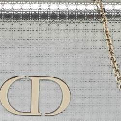 Dior Silver Microcannage Patent Leather 30 Montaigne Convertible Belt Bag