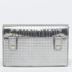 Dior Silver Microcannage Patent Leather 30 Montaigne Convertible Belt Bag