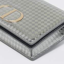 Dior Silver Microcannage Patent Leather 30 Montaigne Convertible Belt Bag