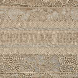 Pre Owned Dior Metallic Gold Embroidered Mesh Mini Book Tote