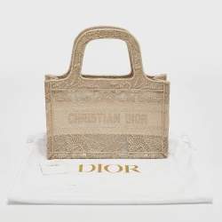 Pre Owned Dior Metallic Gold Embroidered Mesh Mini Book Tote