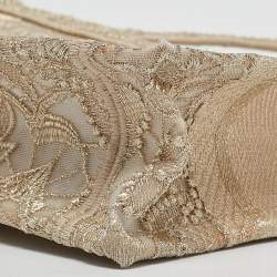 Pre Owned Dior Metallic Gold Embroidered Mesh Mini Book Tote