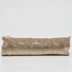 Pre Owned Dior Metallic Gold Embroidered Mesh Mini Book Tote