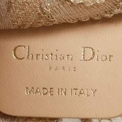 Pre Owned Dior Metallic Gold Embroidered Mesh Mini Book Tote