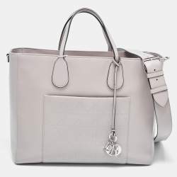 Pre Owned Dior Grey Cannage Leather Nappy Diaper Bag 