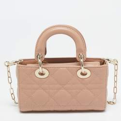 Pre Owned Dior Pink Cannage Leather Micro Lady D-Joy Tote