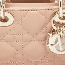 Pre Owned Dior Pink Cannage Leather Micro Lady D-Joy Tote