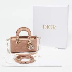 Pre Owned Dior Pink Cannage Leather Micro Lady D-Joy Tote