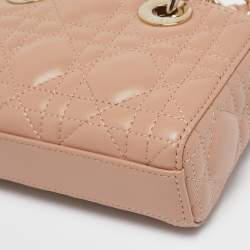 Pre Owned Dior Pink Cannage Leather Micro Lady D-Joy Tote