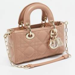 Pre Owned Dior Pink Cannage Leather Micro Lady D-Joy Tote