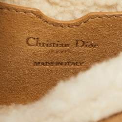 Pre Owned Dior Brown/Off White Suede and Shearling Medium Bobby Shoulder Bag