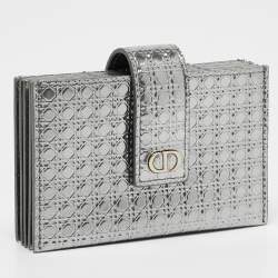 Pre Owned Dior Grey Micro Cannage Leather 30 Montaigne 5 Gusset Card Holder