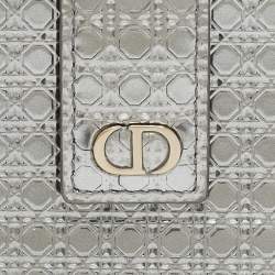 Pre Owned Dior Grey Micro Cannage Leather 30 Montaigne 5 Gusset Card Holder