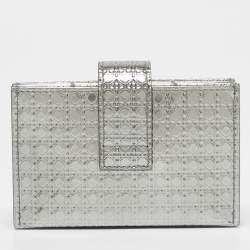Pre Owned Dior Grey Micro Cannage Leather 30 Montaigne 5 Gusset Card Holder
