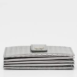 Pre Owned Dior Grey Micro Cannage Leather 30 Montaigne 5 Gusset Card Holder