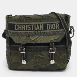 Pre Owned Dior Green Embroidered Canvas Diorcamp Messenger Bag