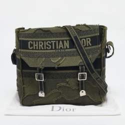 Pre Owned Dior Green Embroidered Canvas Diorcamp Messenger Bag