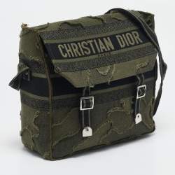 Pre Owned Dior Green Embroidered Canvas Diorcamp Messenger Bag