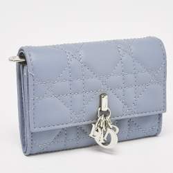 Dior Blue Cannage Leather My Dior Glycine Wallet