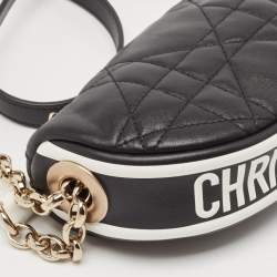 Dior Black/White Macro Cannage Leather Micro Vibe Hobo