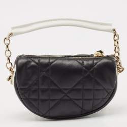 Dior Black/White Macro Cannage Leather Micro Vibe Hobo