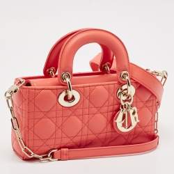 Pre Owned Dior Orange Cannage Leather Small Lady D-Joy Tote