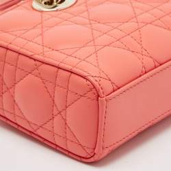Pre Owned Dior Orange Cannage Leather Small Lady D-Joy Tote