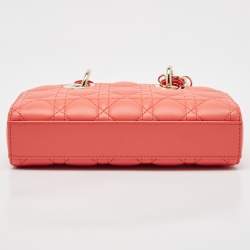 Pre Owned Dior Orange Cannage Leather Small Lady D-Joy Tote