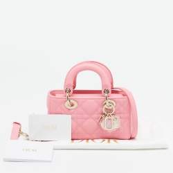 Pre Owned Dior Pink Cannage Leather Micro Lady D-Joy Tote
