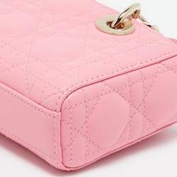 Pre Owned Dior Pink Cannage Leather Micro Lady D-Joy Tote