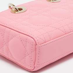 Pre Owned Dior Pink Cannage Leather Micro Lady D-Joy Tote