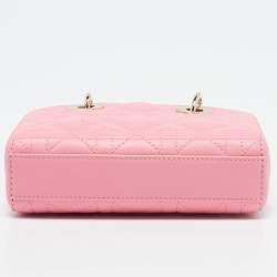 Pre Owned Dior Pink Cannage Leather Micro Lady D-Joy Tote