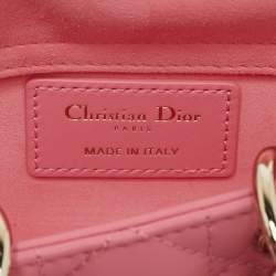 Pre Owned Dior Pink Cannage Leather Micro Lady D-Joy Tote