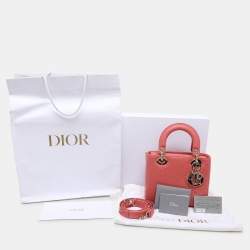 Dior Pink Ostrich Leather Small Lady Dior Tote