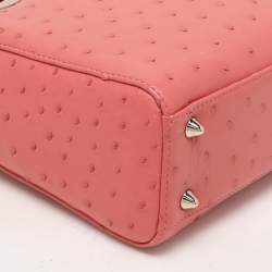 Dior Pink Ostrich Leather Small Lady Dior Tote