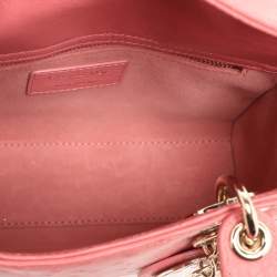 Dior Pink Ostrich Leather Small Lady Dior Tote