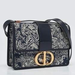 Dior Navy Blue/White Toile de Jouy Reverse 30 Montaigne Shoulder Bag