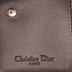 Pre Owned Dior Burgundy Cannage Leather Lady Dior Flap Card Case