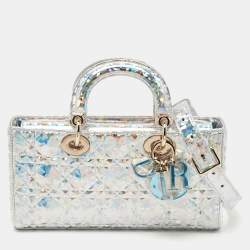 مملوكة مسبقًا Dior Silver Iridescent Diamond Cannage Leather Medium Lady D-Joy Tote