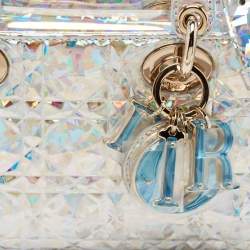 مملوكة مسبقًا Dior Silver Iridescent Diamond Cannage Leather Medium Lady D-Joy Tote